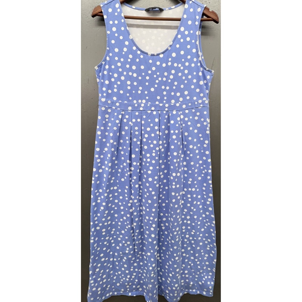 Chadwicks Maxi Dress L Baby‎ Blue Polka Dot Sleeveless Cotton Stretch Preppy